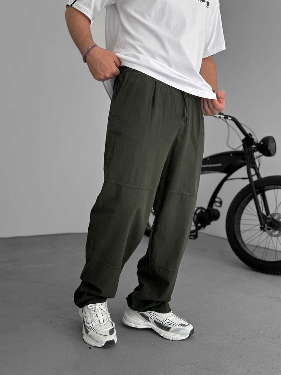 Comfortable Baggy Pants with Khaki Stitching JJ-96