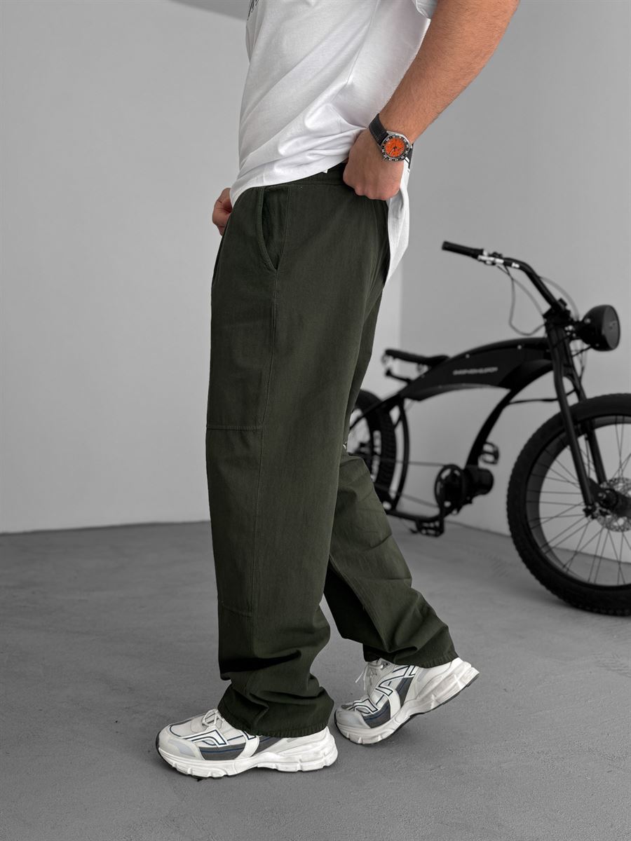 Comfortable Baggy Pants with Khaki Stitching JJ-96