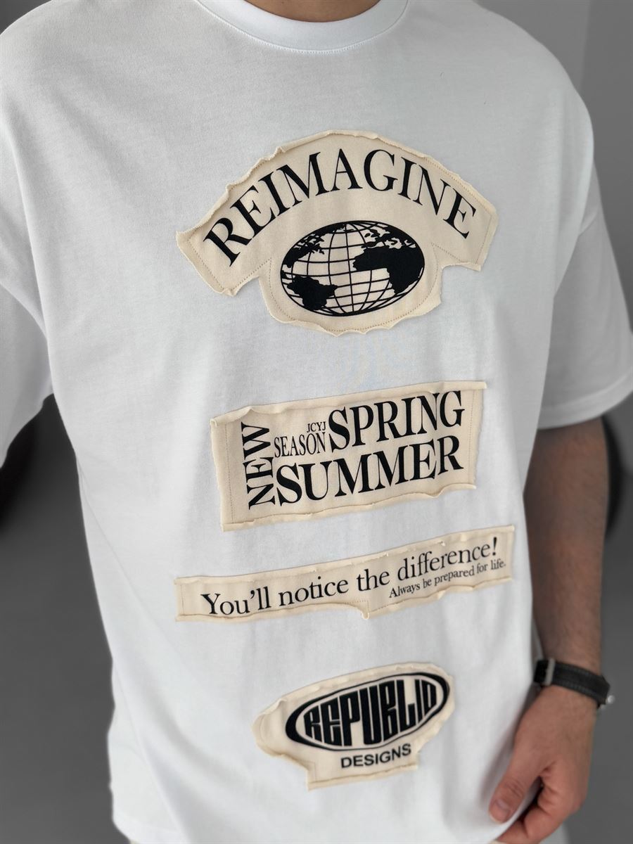 Patched Reimagine Printed Oversize T-Shirt