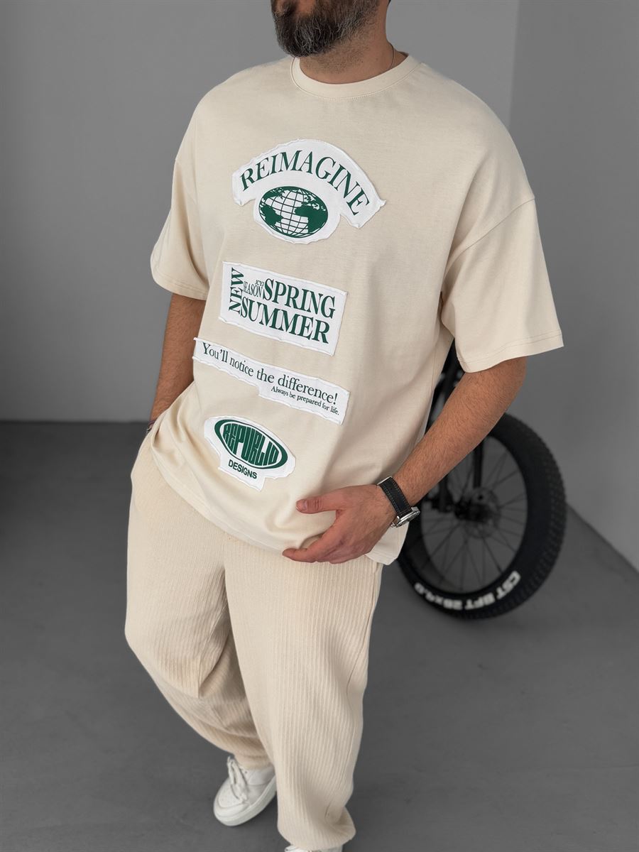 Patched Reimagine Printed Oversize T-Shirt