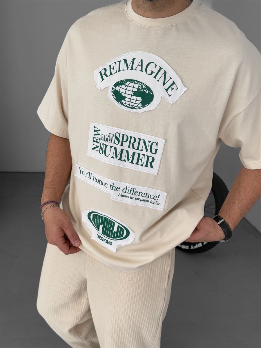 Patched Reimagine Printed Oversize T-Shirt