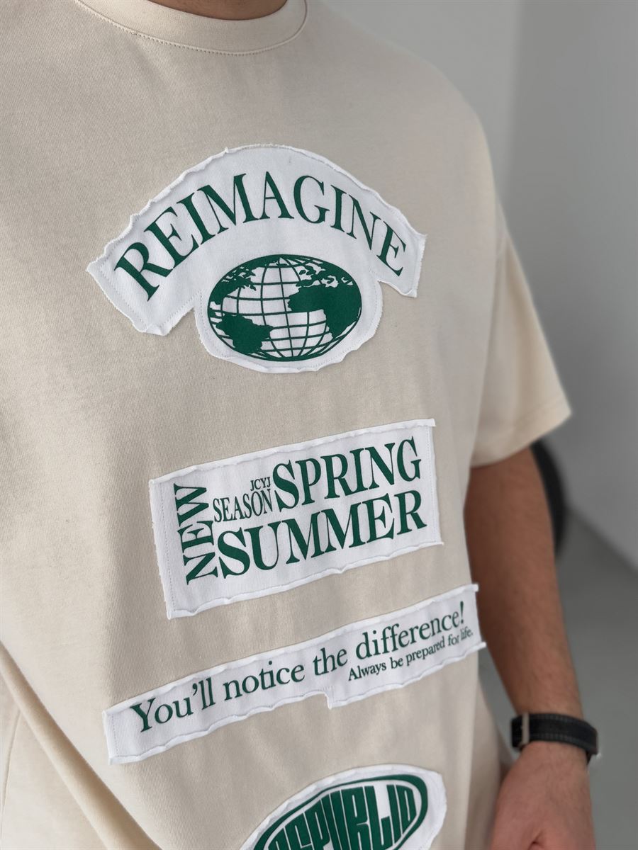 Patched Reimagine Printed Oversize T-Shirt