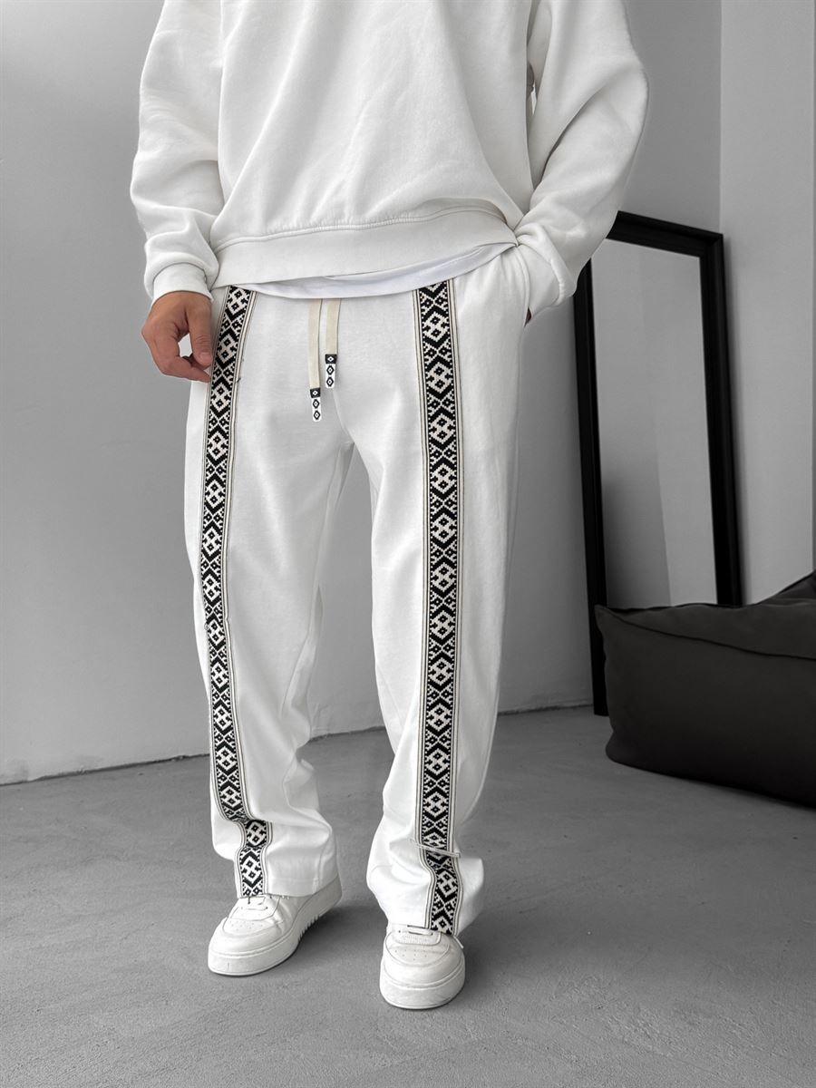 Mosaic Patched Straight Leg Sweatpants