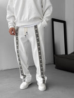 Mosaic Patched Straight Leg Sweatpants