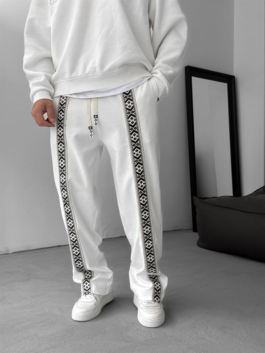 Mosaic Patched Straight Leg Sweatpants