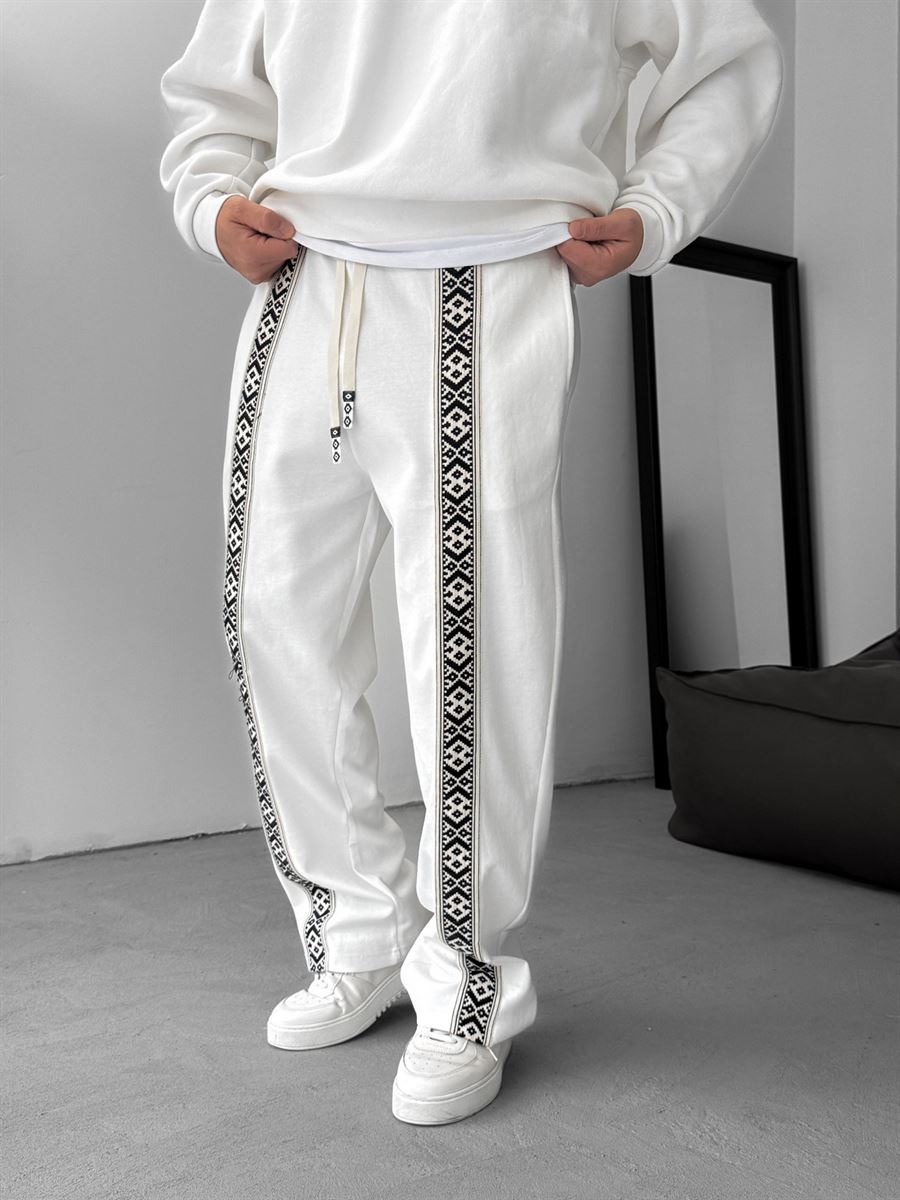 Mosaic Patched Straight Leg Sweatpants