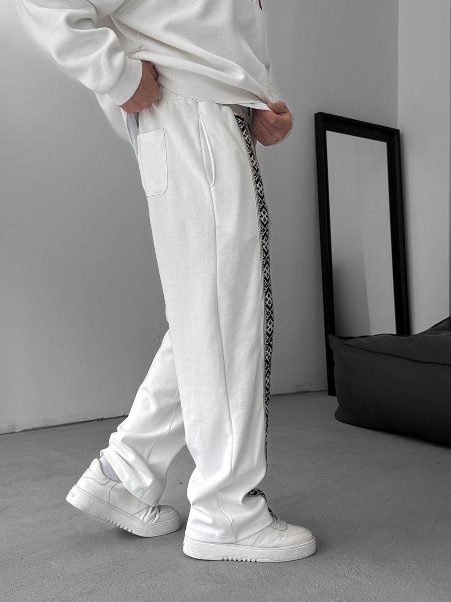 Mosaic Patched Straight Leg Sweatpants