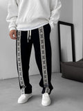Black Mosaic Patchwork Straight Leg Sweatpants RES-1122