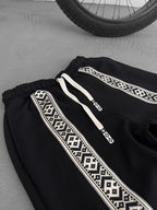 Black Mosaic Patchwork Straight Leg Sweatpants RES-1122