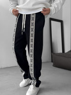 Black Mosaic Patchwork Straight Leg Sweatpants RES-1122