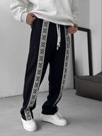 Black Mosaic Patchwork Straight Leg Sweatpants RES-1122