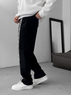 Black Mosaic Patchwork Straight Leg Sweatpants RES-1122