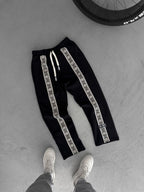 Black Mosaic Patchwork Straight Leg Sweatpants RES-1122