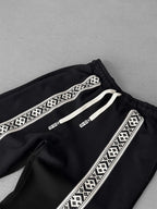 Black Mosaic Patchwork Straight Leg Sweatpants RES-1122