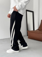 Diagonal Striped Straight Leg Sweatpants