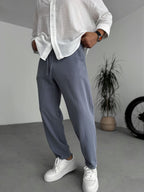 Textured Basic Cotton Pants