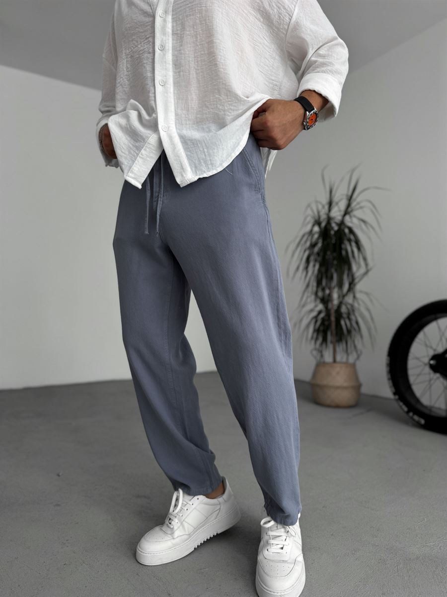 Textured Basic Cotton Pants