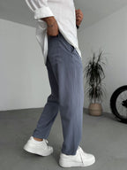 Textured Basic Cotton Pants