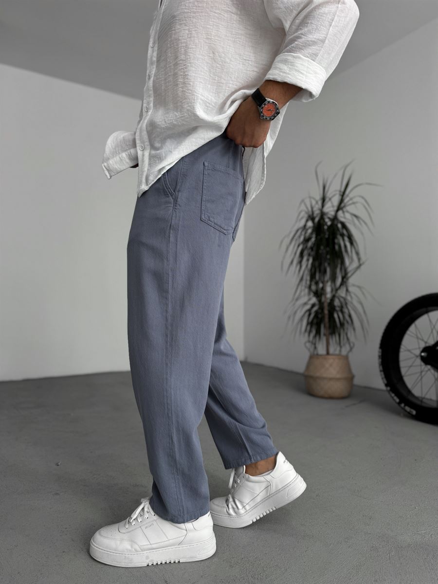 Textured Basic Cotton Pants