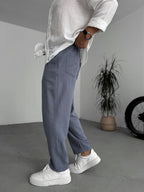 Textured Basic Cotton Pants