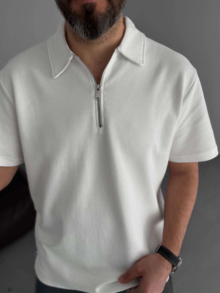 Collared Zipped Oversize T-Shirt