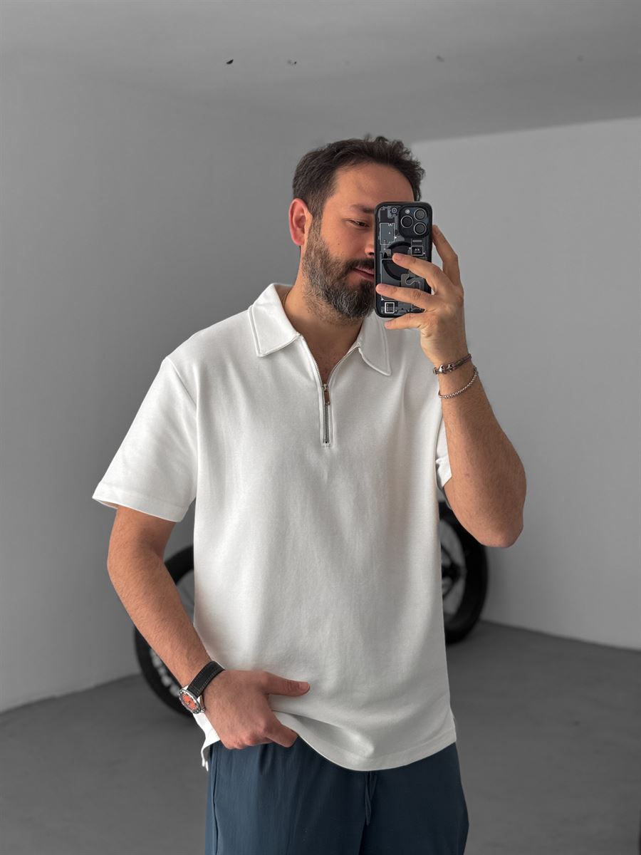 Collared Zipped Oversize T-Shirt