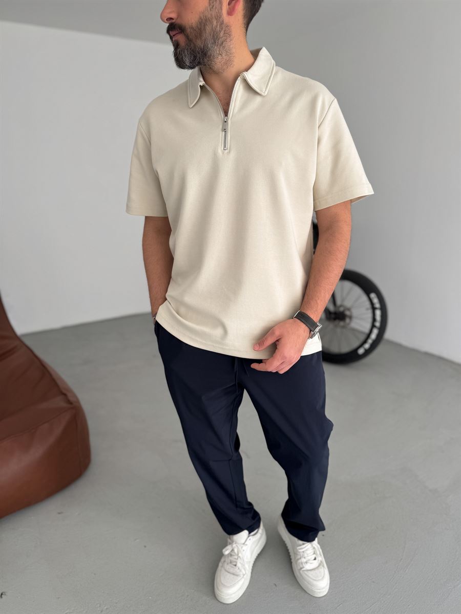 Collared Zipped Oversize T-Shirt