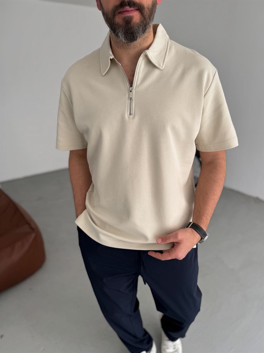 Collared Zipped Oversize T-Shirt