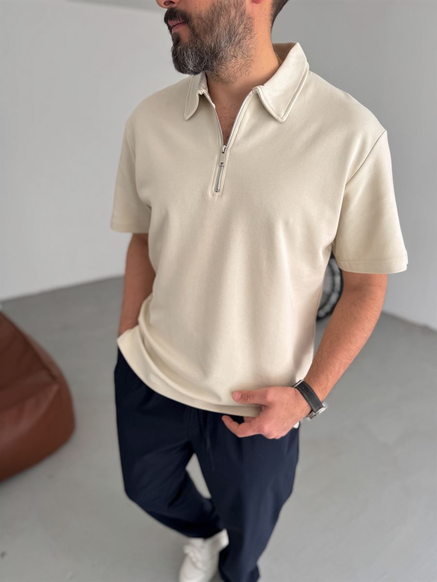 Collared Zipped Oversize T-Shirt