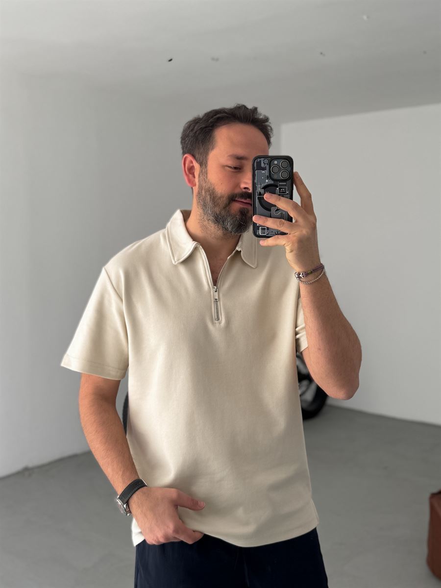 Collared Zipped Oversize T-Shirt