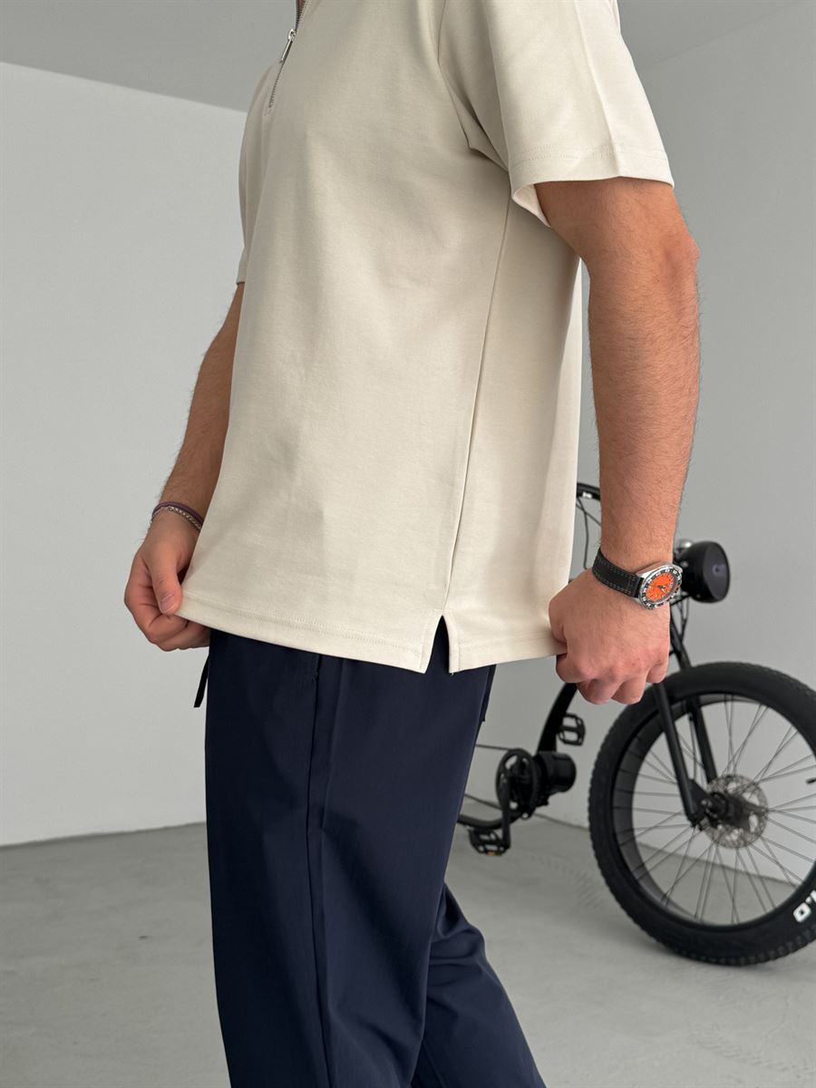 Collared Zipped Oversize T-Shirt