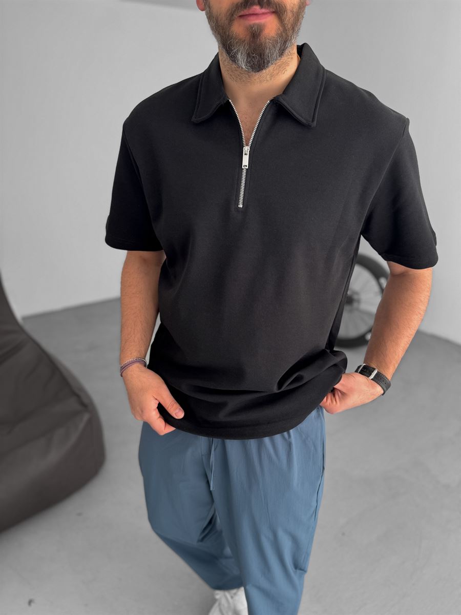 Collared Zipped Oversize T-Shirt