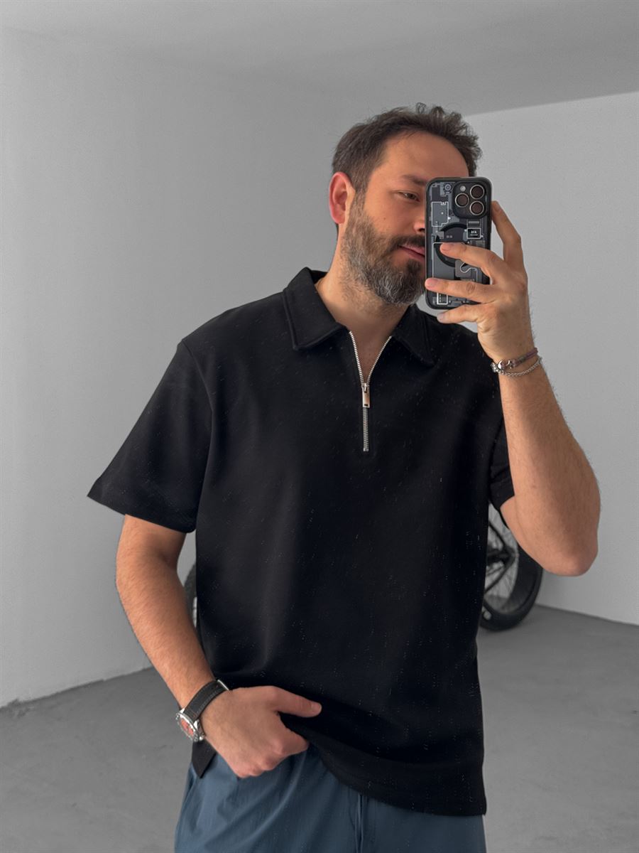 Collared Zipped Oversize T-Shirt