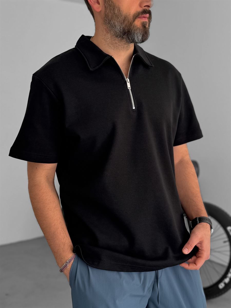 Collared Zipped Oversize T-Shirt