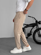 Pleated Fabric Pants with Pockets