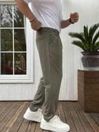 Pleated Fabric Pants with Pockets