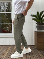 Pleated Fabric Pants with Pockets