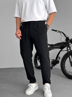 Pleated Fabric Pants with Pockets