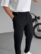 Pleated Fabric Pants with Pockets