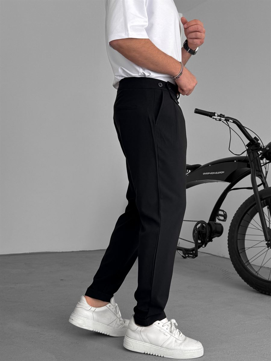 Pleated Fabric Pants with Pockets