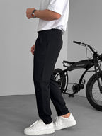 Pleated Fabric Pants with Pockets