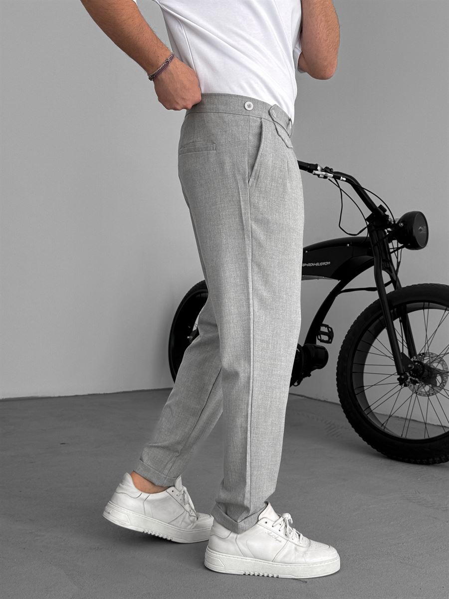 Pleated Fabric Pants with Pockets