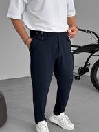 Pleated Fabric Pants with Pockets