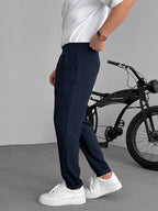 Pleated Fabric Pants with Pockets