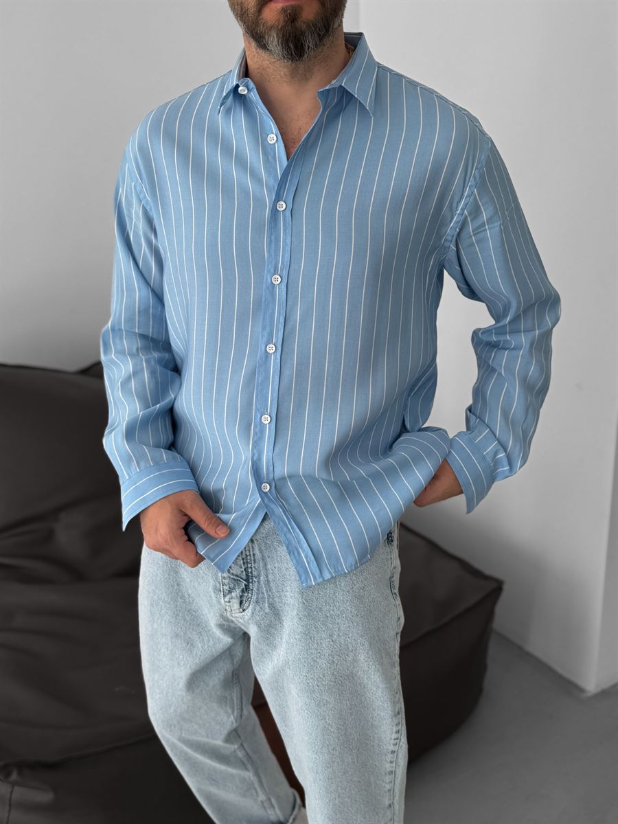 Vertically Striped Long Sleeve Shirt