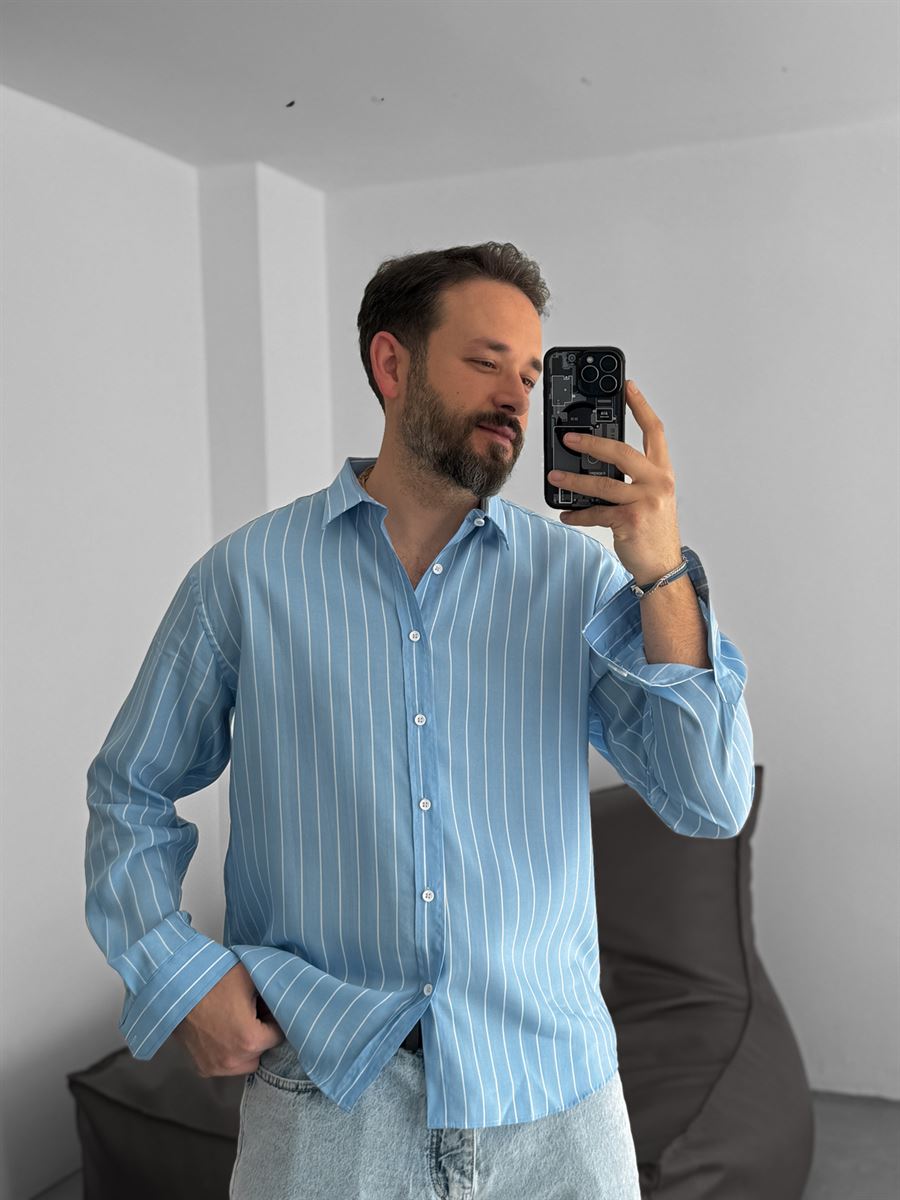 Vertically Striped Long Sleeve Shirt