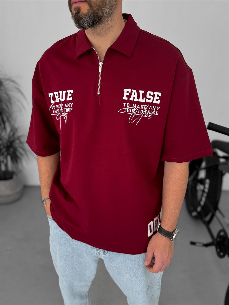 False Printed Half-Zip T-Shirt