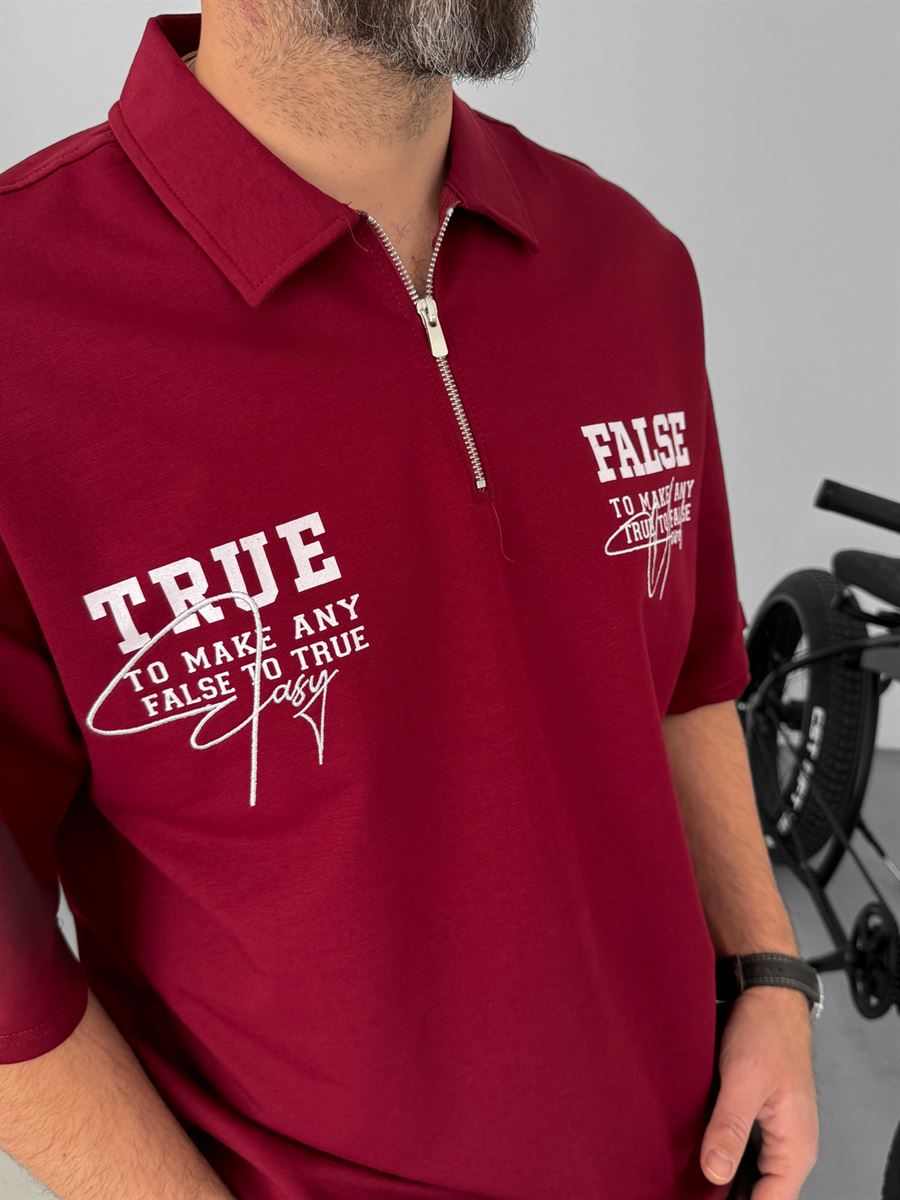 False Printed Half-Zip T-Shirt