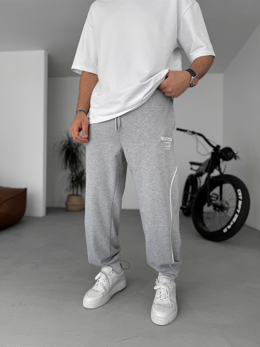 New York Embroidered Stopper Hem Sweatpants