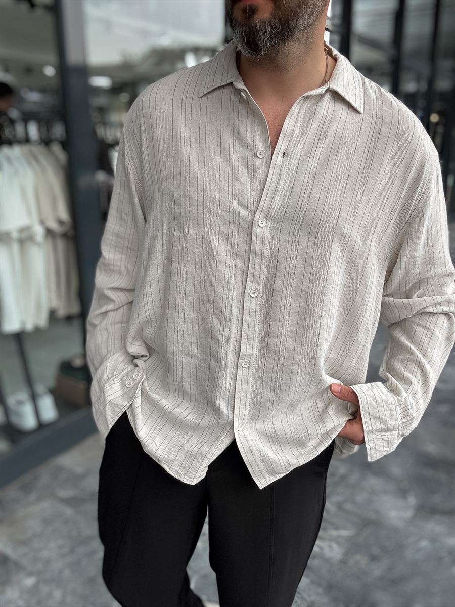 Fine Patterned Striped Linen Shirt